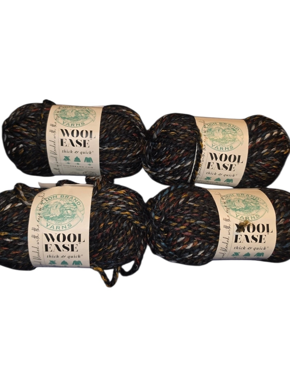 Lion Brand Wool-Ease Thick & Quick Oil Slick Yarn Lot 4 Super Bulky Wool